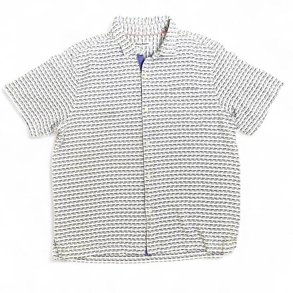 Tommy Bahama Light Blue Short Sleeve Printed Button Shirt Size XL